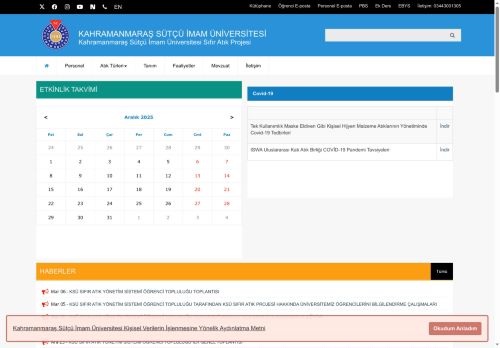 Kahramanmaraş Sütçü İmam Üniversitesi Sıfır Atık Projesi - KSÜ