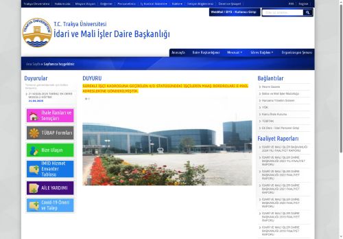 İdari ve Mali İşler Daire Başkanlığı | T.C. Trakya Üniversitesi