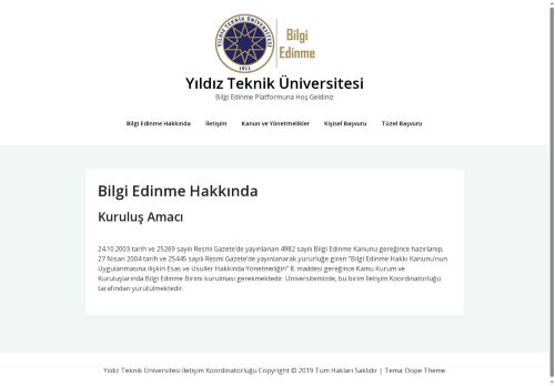 Yıldız Teknik Üniversitesi – Bilgi Edinme Platformuna Hoş Geldiniz