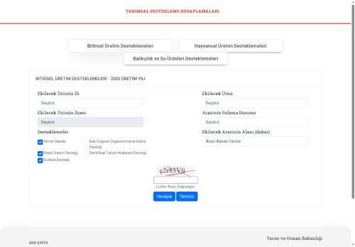 Tarımsal Destek Hesaplama