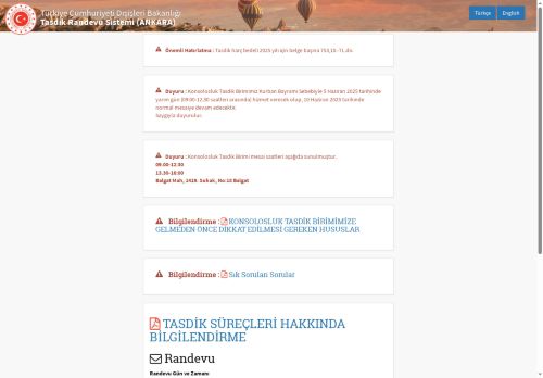 Tasdik Randevu Sistemi - Index