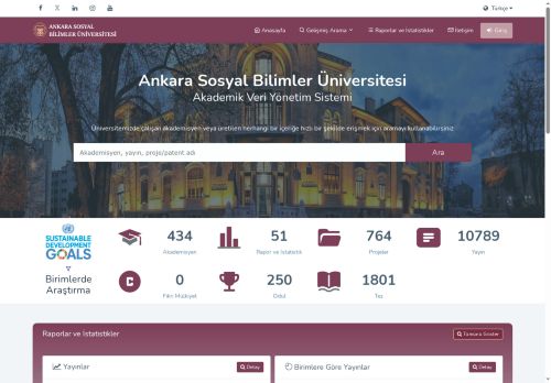 UNIS | Ankara Sosyal Bilimler Üniversitesi Akademik Veri Yönetim Sistemi