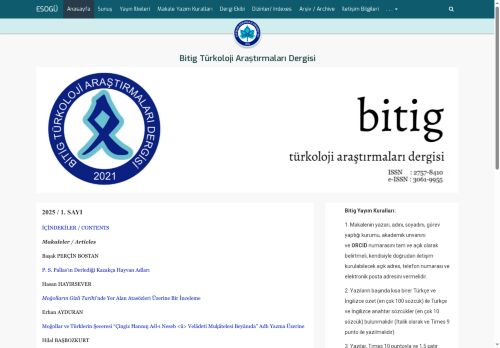 Bitig Türkoloji Araştırmaları Dergisi | Eskişehir Osmangazi Üniversitesi - Anasayfa