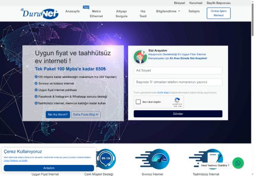 Durunet | Uygun Fiyat ve Taahhütsüz Fiber Ev İnterneti Durunet'te