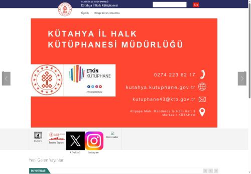 T.C. Kültür ve Turizm Bakanlığı - Kütahya İl Halk Kütüphanesi