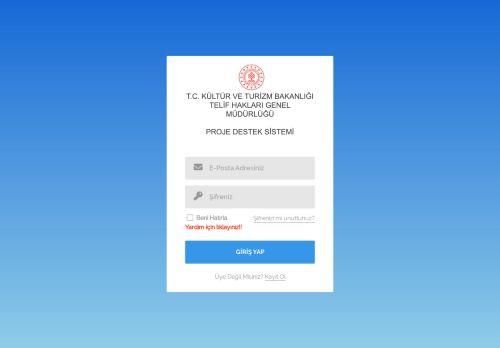 Telif Hakları Genel Müdürlüğü Proje Destek Sistemi