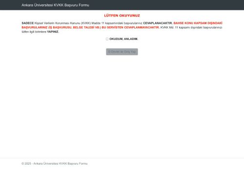 Ankara Üniversitesi KVKK Başvuru Formu - Giriş