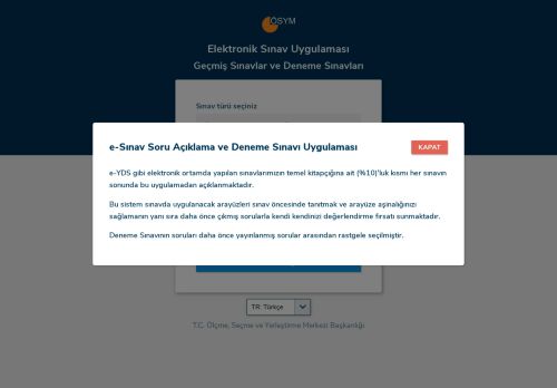 Elektronik Sınav Uygulaması - ÖSYM