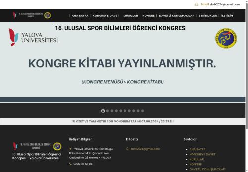 Yalova Üniversitesi - 16. Ulusal Spor Bilimleri Öğrenci Kongresi