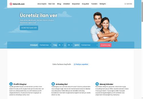 arkadaş ilan sitesi bayan arkadaş veya erkek arkadaş bulabileceğiniz ideal bir arkadaş arama platformu - Sekercik.com