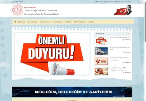 Tatvan Seydi Ali Reis Denizcilik Mesleki ve Teknik Anadolu Lisesi - BİTLİS / TATVAN