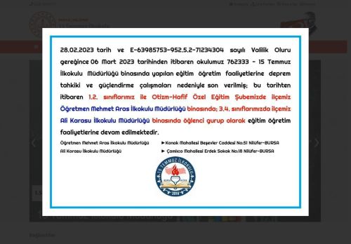 15 Temmuz İlkokulu - BURSA / NİLÜFER