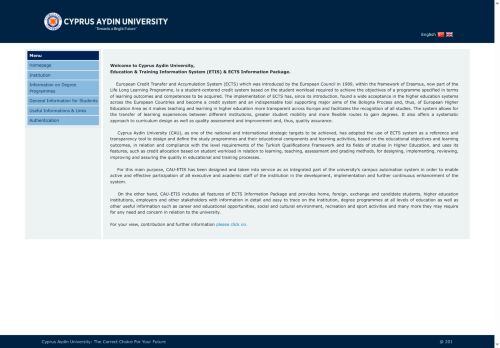 Cyprus Aydin University -Education & Training Information System -