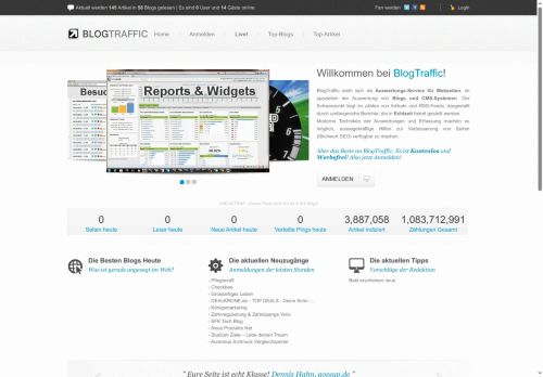 SEO, Kostenlose Analysen und Statistiken für Blogs! - BlogTraffic