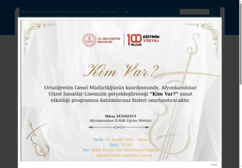 Afyonkarahisar Güzel Sanatlar Lisesi - AFYONKARAHİSAR / MERKEZ