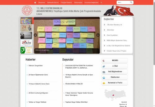 Yeşiltepe Şehit Atilla Mutlu Çok Programlı Anadolu Lisesi - AKSARAY / MERKEZ