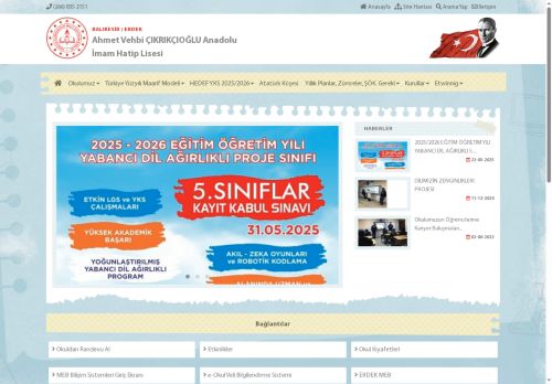 Ahmet Vehbi ÇIKRIKÇIOĞLU Anadolu İmam Hatip Lisesi - BALIKESİR / ERDEK