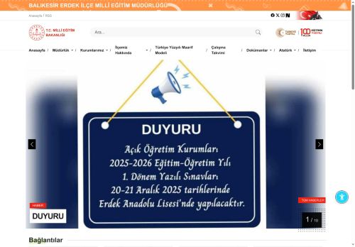 ERDEK İLÇE MİLLÎ EĞİTİM MÜDÜRLÜĞÜ - MEB BALIKESİR