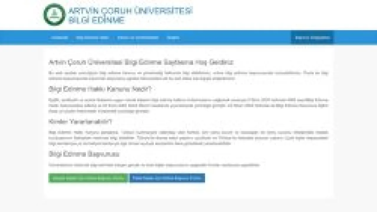 Bilgi Edinme Web Sitesi - Artvin Çoruh Üniversitesi