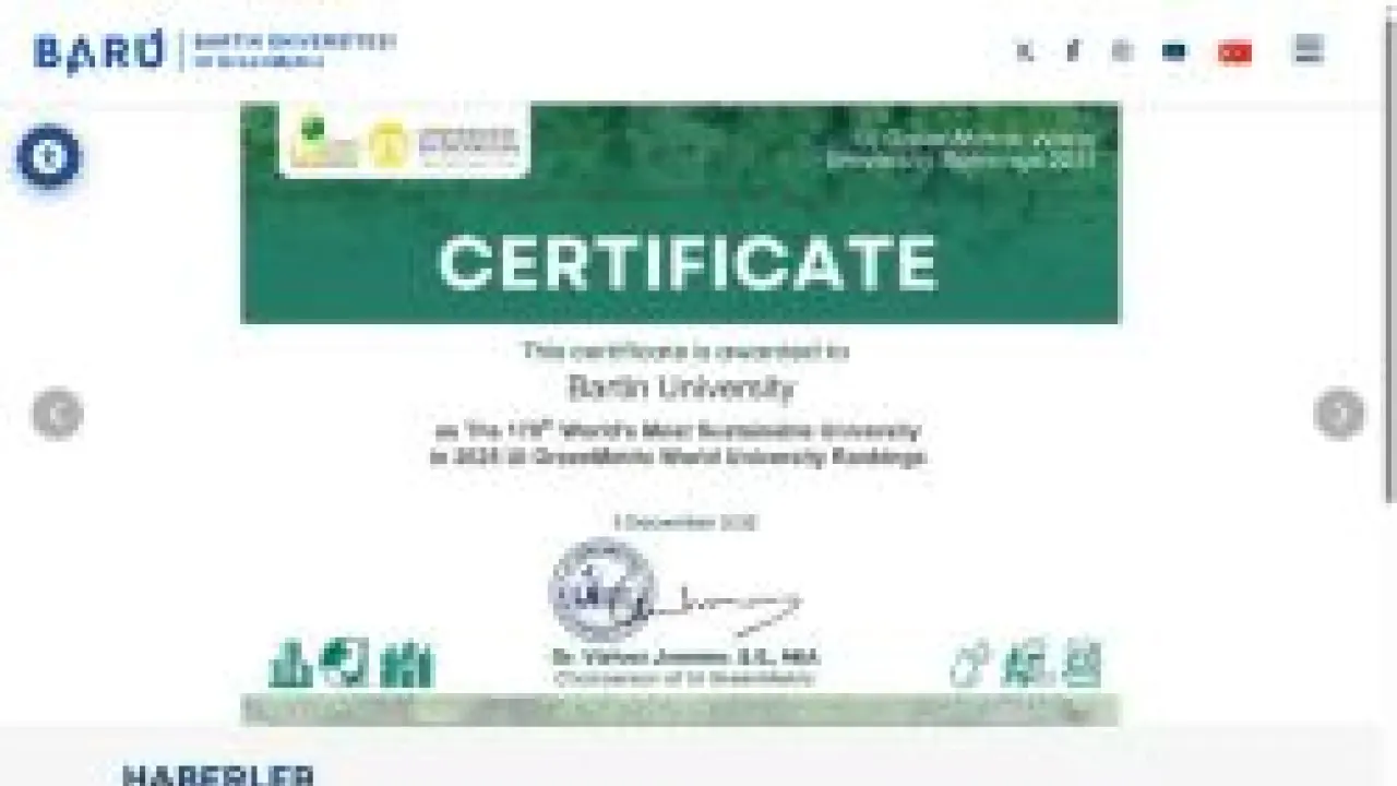 Bartın Üniversitesi - Ana Sayfa - Greenmetrics