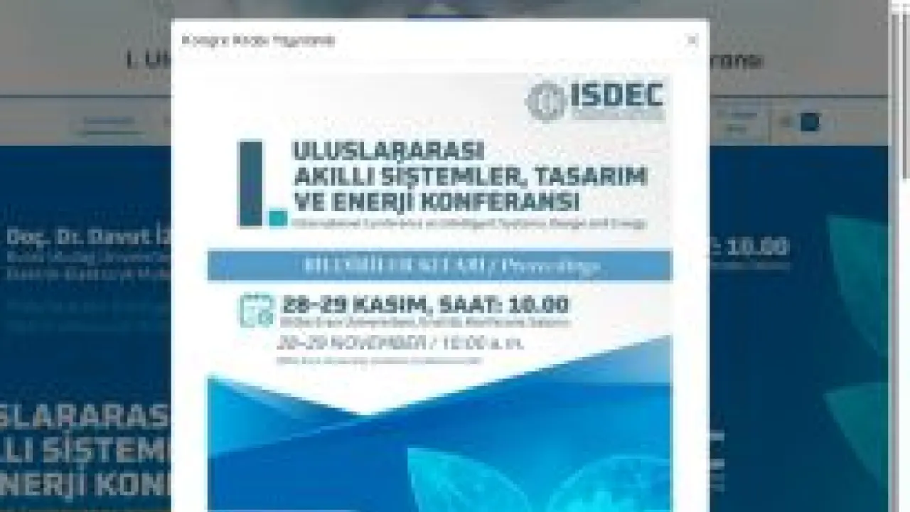 I. Uluslararası Akıllı Sistemler, Tasarım ve Enerji Konferansı - ISDEC 2025