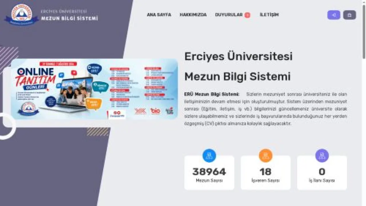 Erciyes Üniversitesi Mezun Bilgi Sistemi