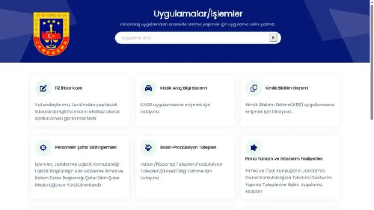 T.C. İçişleri Bakanlığı Jandarma Genel Komutanlığı Vatandaş Uygulamaları