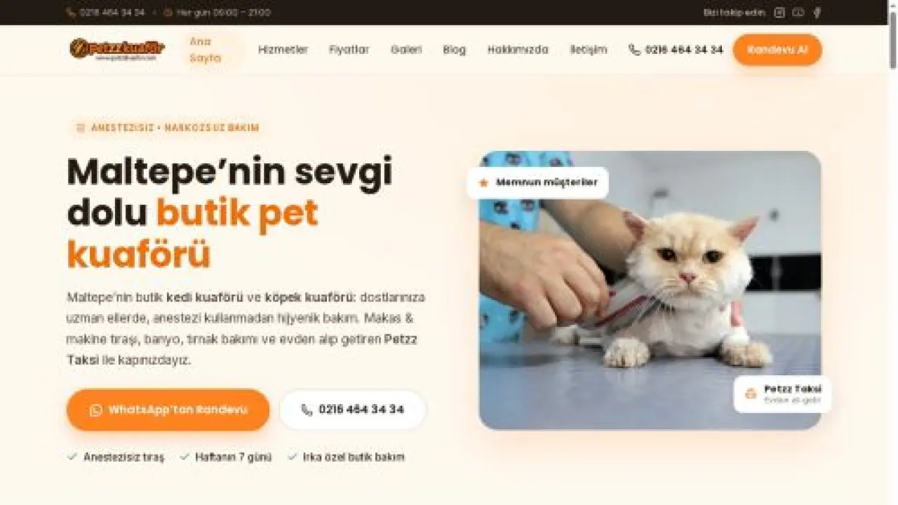 Petzz Pet Kuaför | Butik Kedi & Köpek Kuaförü | Anestezisiz Traş