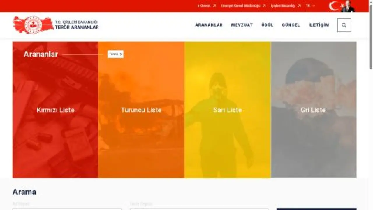 T.C. İçişleri Bakanlığı Terör Arananlar