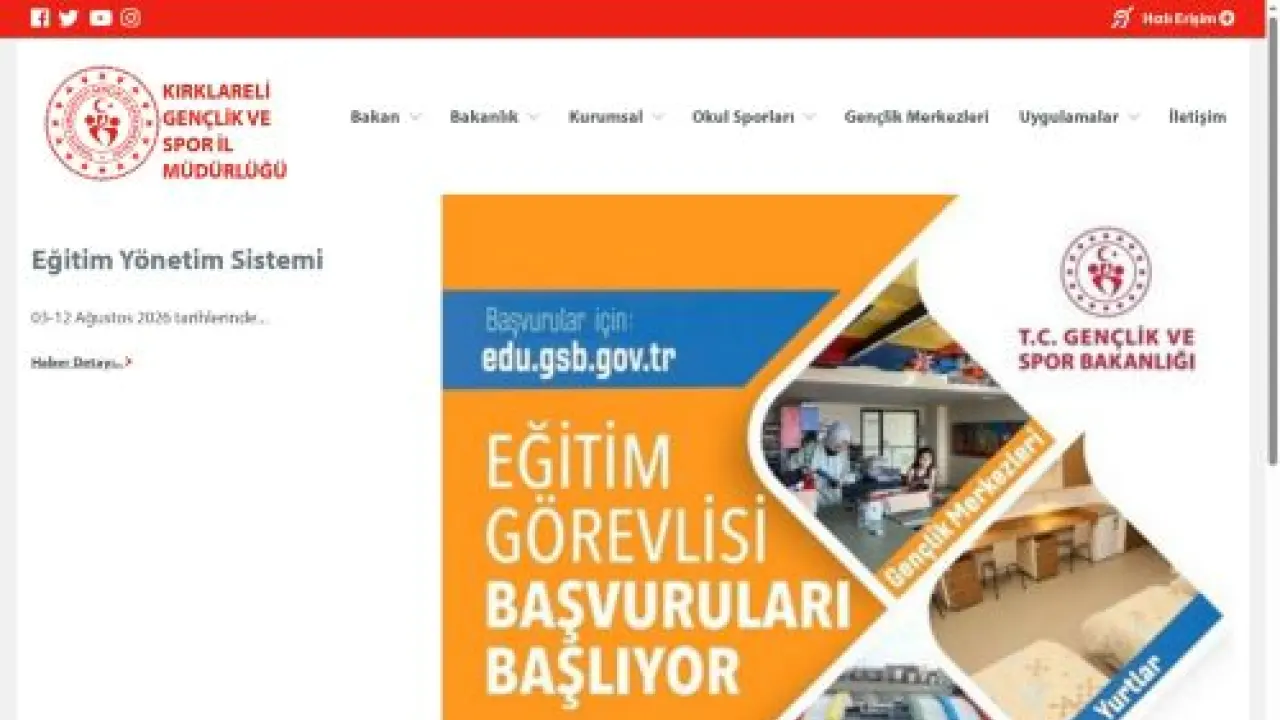KIRKLARELİ GENÇLİK VE SPOR İL MÜDÜRLÜĞÜ